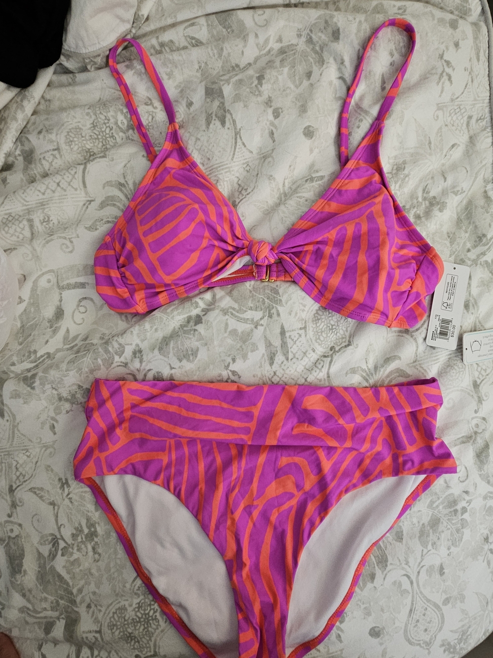 Vibrant Pink & Orange Zebra-Print Bikini Set